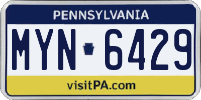 PA license plate MYN6429