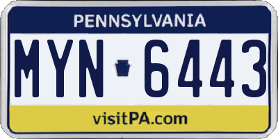 PA license plate MYN6443