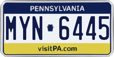 PA license plate MYN6445