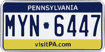 PA license plate MYN6447