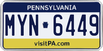 PA license plate MYN6449