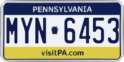 PA license plate MYN6453