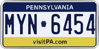 PA license plate MYN6454