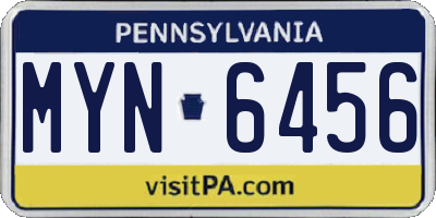PA license plate MYN6456