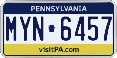PA license plate MYN6457