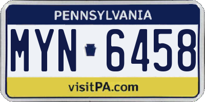 PA license plate MYN6458