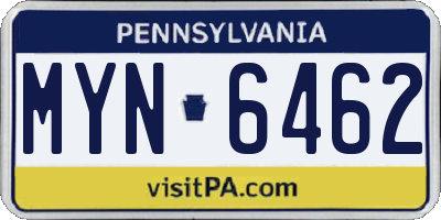 PA license plate MYN6462