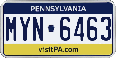 PA license plate MYN6463
