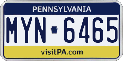 PA license plate MYN6465