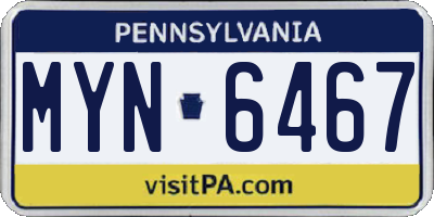 PA license plate MYN6467