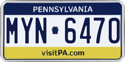 PA license plate MYN6470