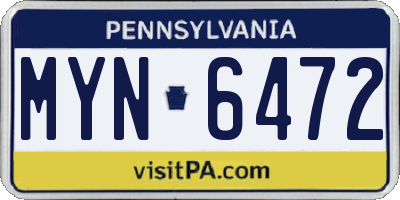 PA license plate MYN6472