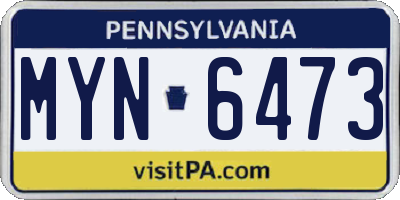 PA license plate MYN6473