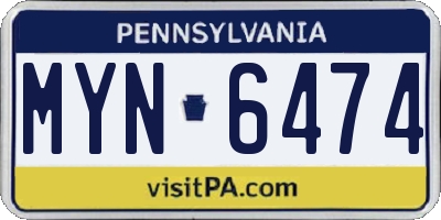 PA license plate MYN6474