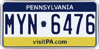 PA license plate MYN6476