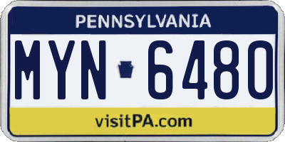 PA license plate MYN6480