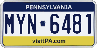 PA license plate MYN6481