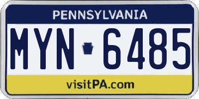 PA license plate MYN6485