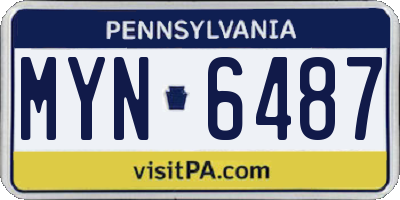 PA license plate MYN6487