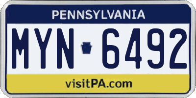 PA license plate MYN6492