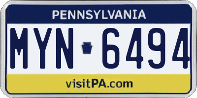 PA license plate MYN6494
