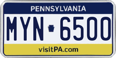 PA license plate MYN6500