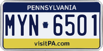 PA license plate MYN6501