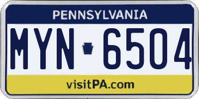 PA license plate MYN6504