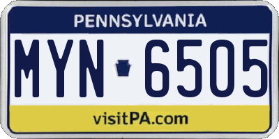 PA license plate MYN6505