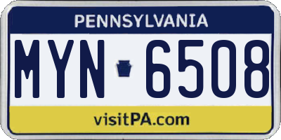 PA license plate MYN6508