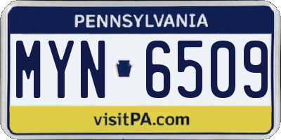 PA license plate MYN6509