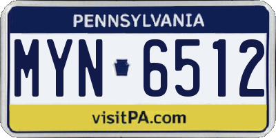 PA license plate MYN6512