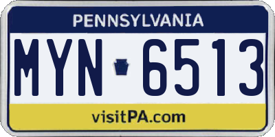 PA license plate MYN6513