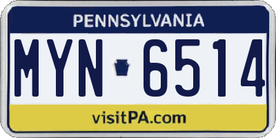 PA license plate MYN6514