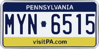 PA license plate MYN6515