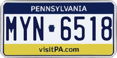 PA license plate MYN6518