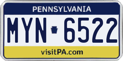 PA license plate MYN6522