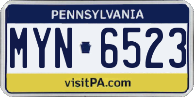 PA license plate MYN6523