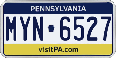 PA license plate MYN6527