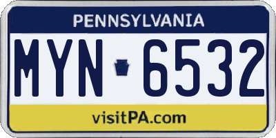 PA license plate MYN6532