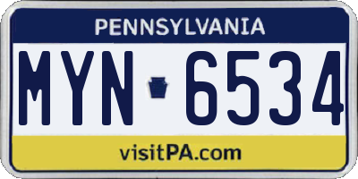 PA license plate MYN6534