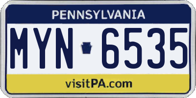 PA license plate MYN6535