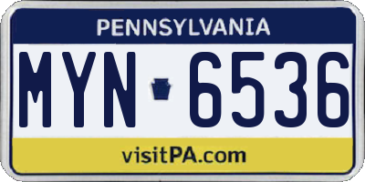 PA license plate MYN6536