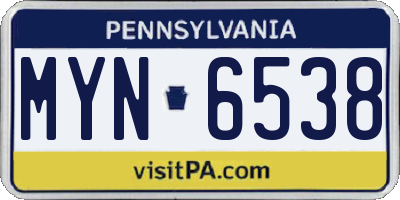 PA license plate MYN6538