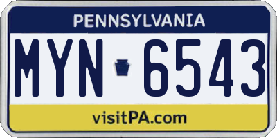PA license plate MYN6543