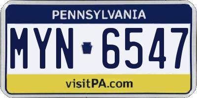 PA license plate MYN6547