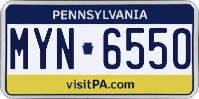 PA license plate MYN6550
