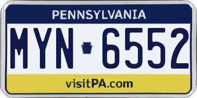 PA license plate MYN6552