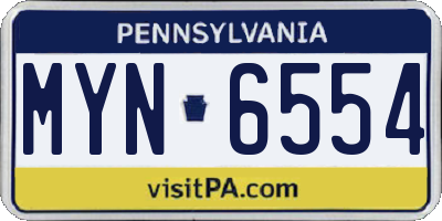 PA license plate MYN6554