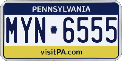 PA license plate MYN6555